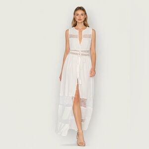 Yumi Kim Dream Weaver Sleeveless Maxi Dress White Lace Button Front L Runs Small